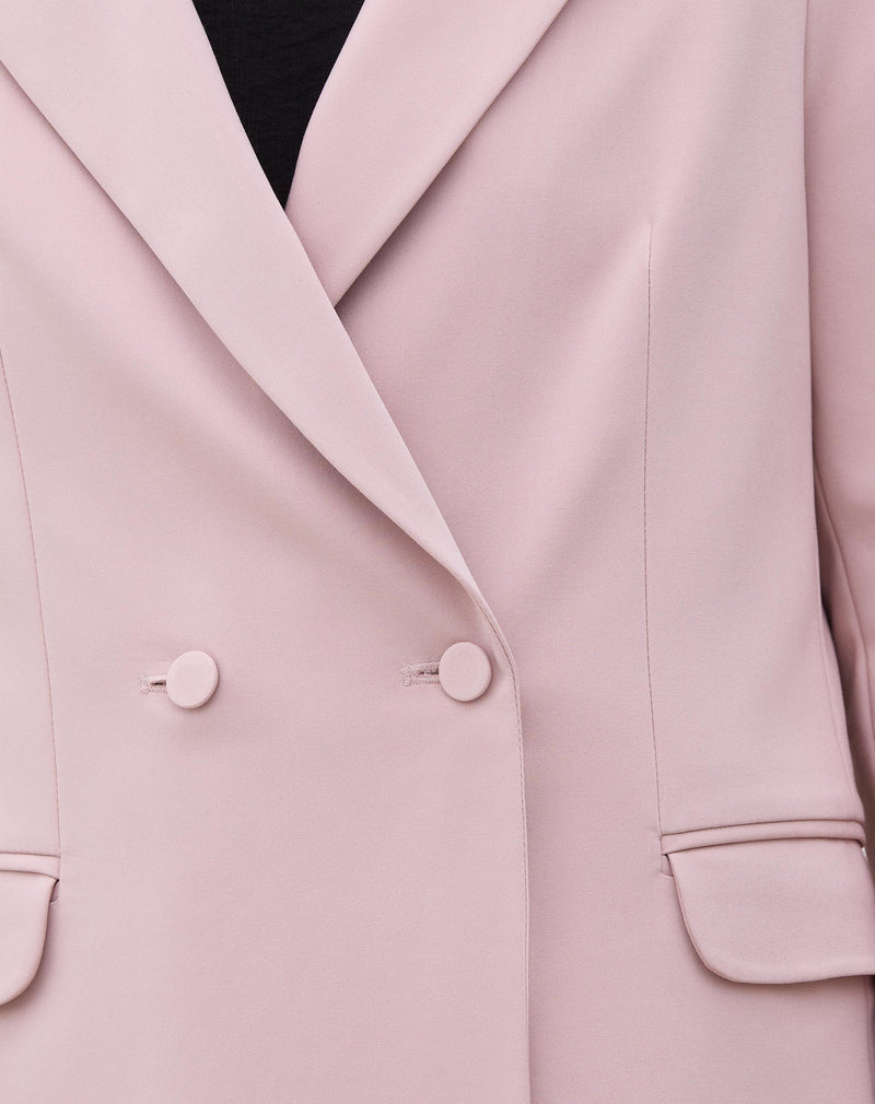 Blazer Alongado Botões Forrados - Rosa Claro