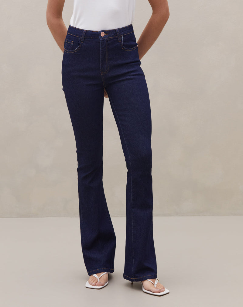 Calça Flare Jeans - Azul Escuro