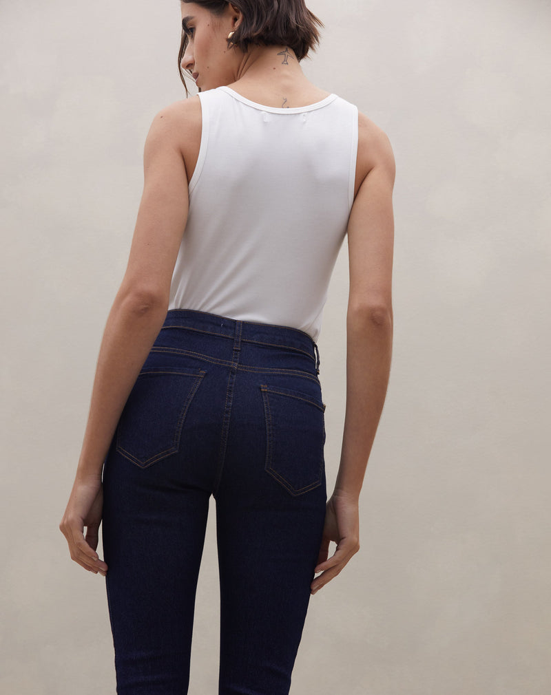 Calça Flare Jeans - Azul Escuro