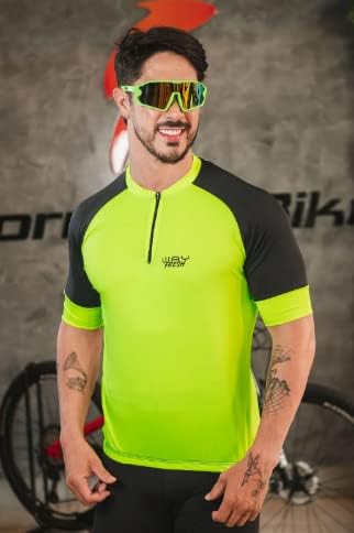 Camisa de Ciclismo Masculina Manga Curta Slim Confortável 3 Bolsos Cores Básicas