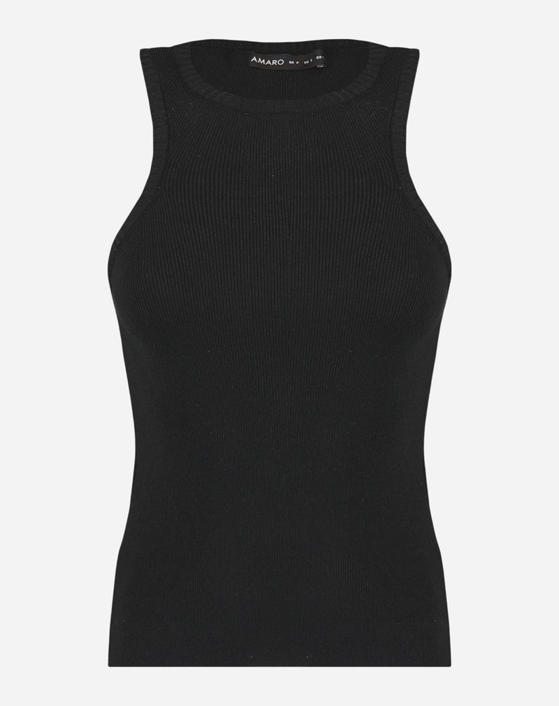 Blusa com Decote Halter de Tricot - Preto