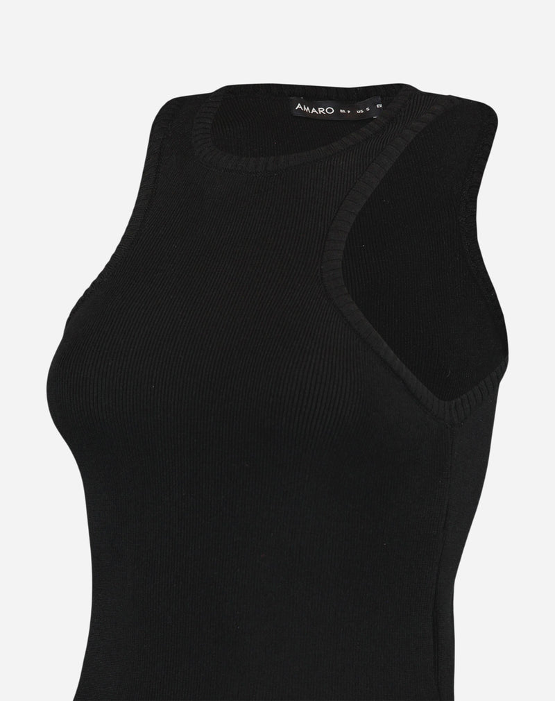 Blusa com Decote Halter de Tricot - Preto