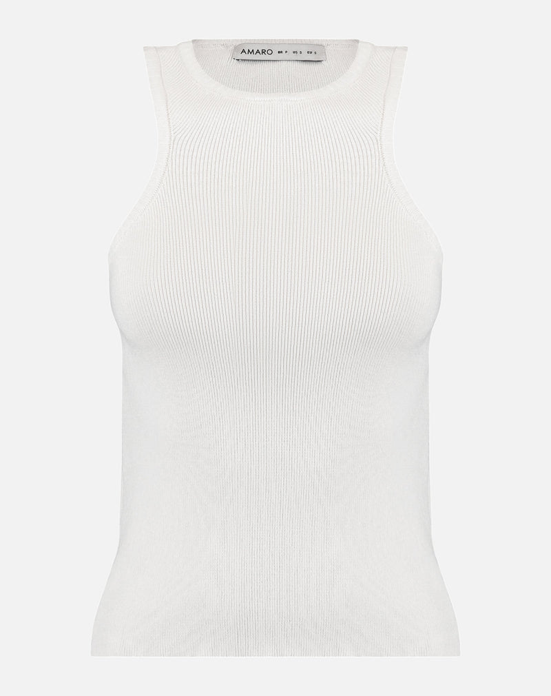 Blusa com Decote Halter de Tricot - Off-white