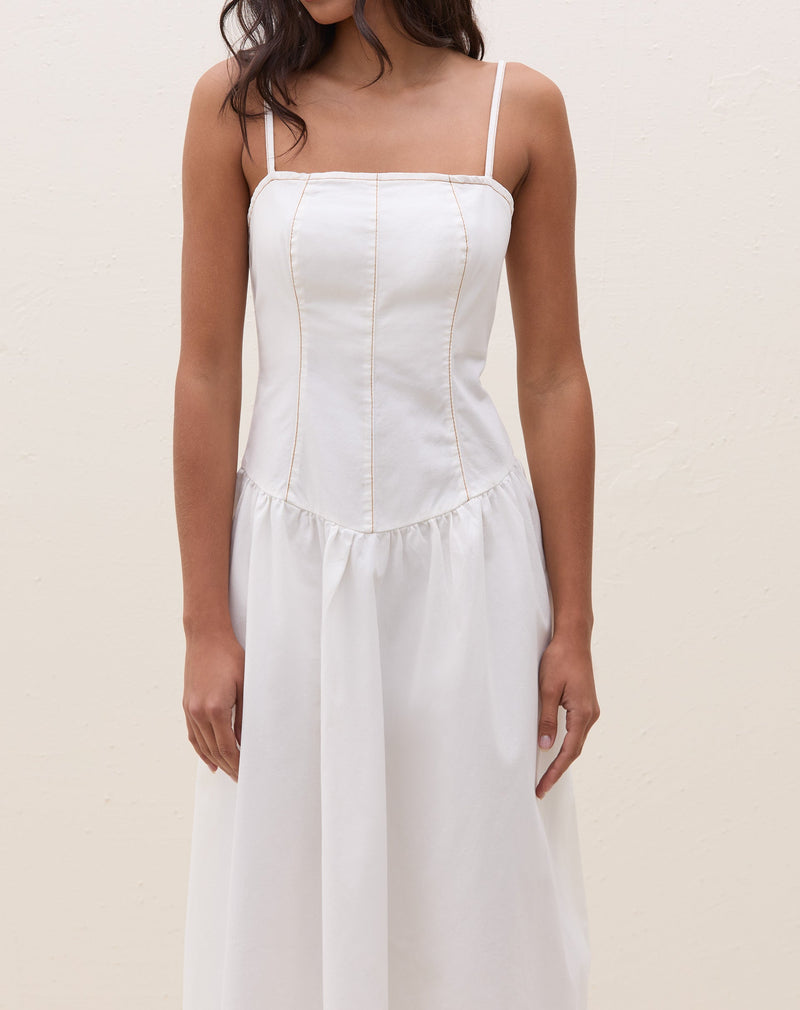 Vestido  Longo de Alças Jeans - Off-white