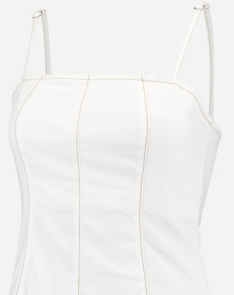 Vestido  Longo de Alças Jeans - Off-white