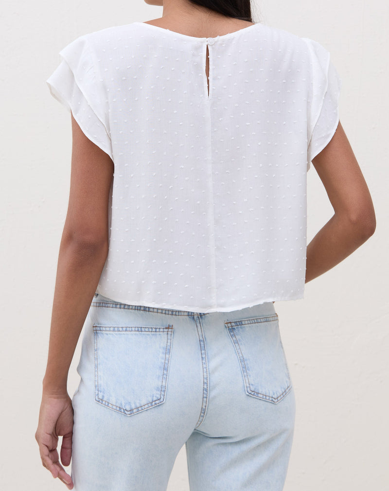 Blusa Texturizada com Manga de Babados  - Off-white