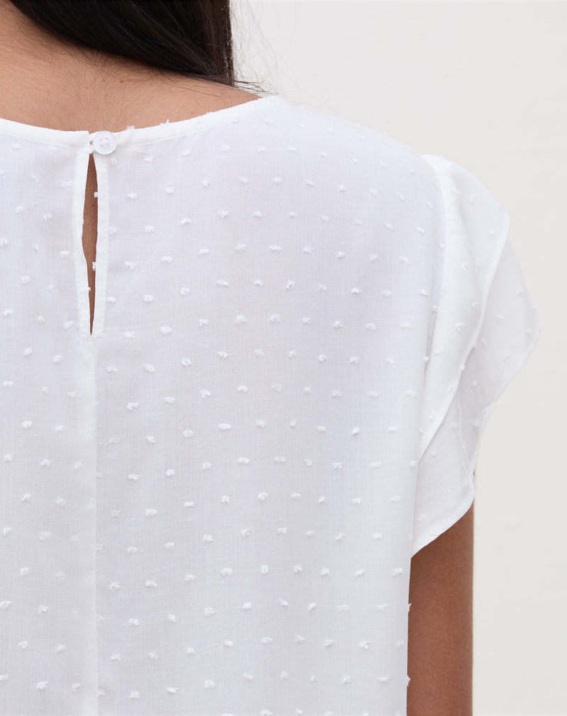 Blusa Texturizada com Manga de Babados  - Off-white