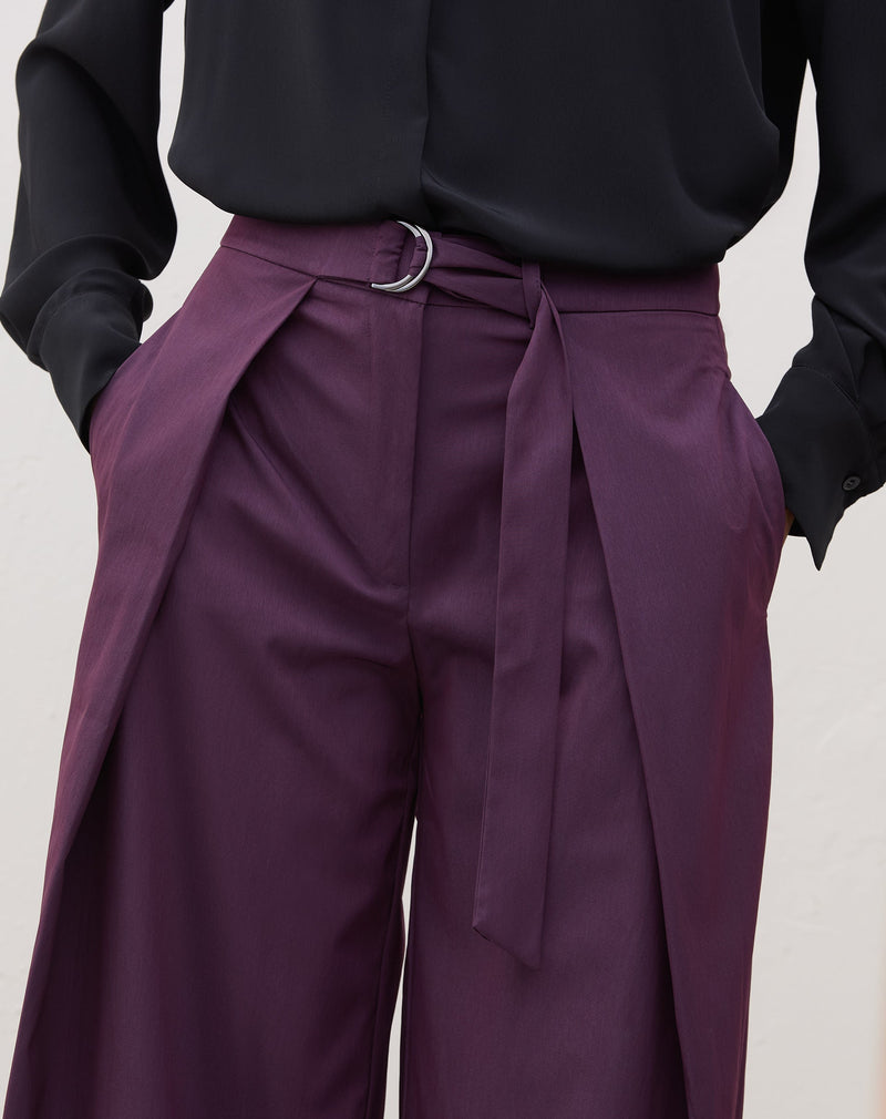 Calça Wide Leg Cintura Alta - Roxo