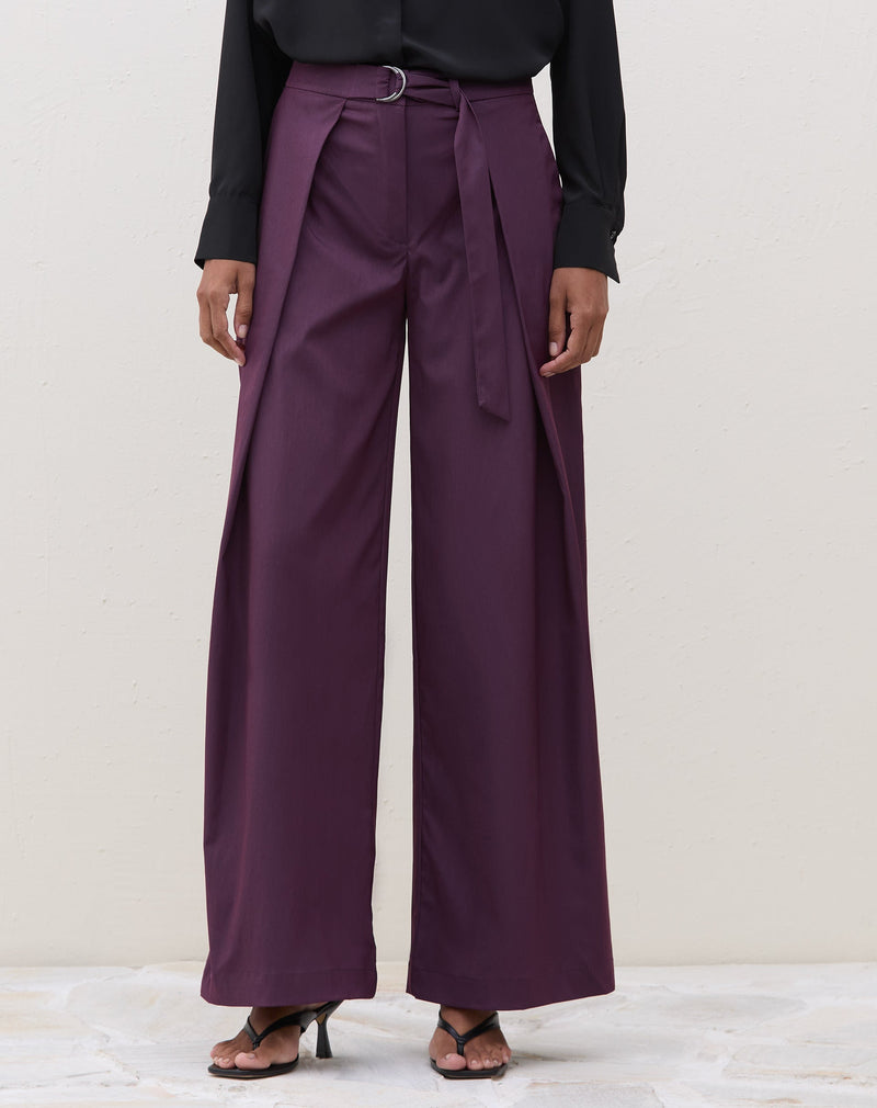 Calça Wide Leg Cintura Alta - Roxo