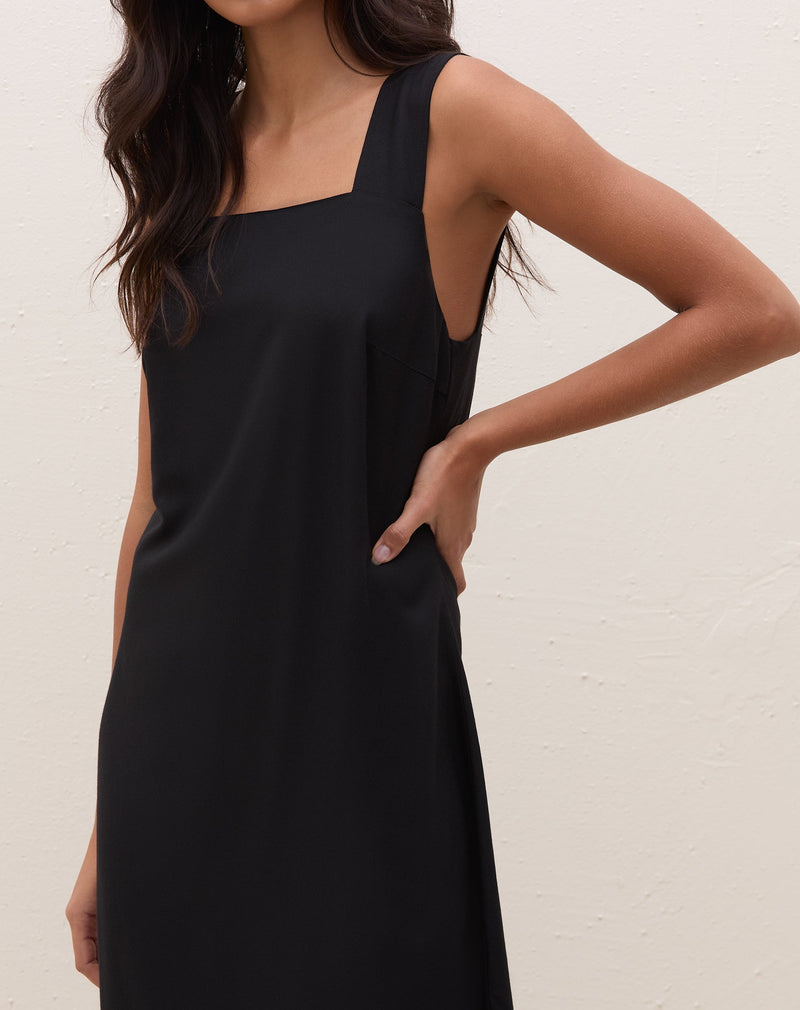 Vestido Regata Midi de Crepe  - Preto