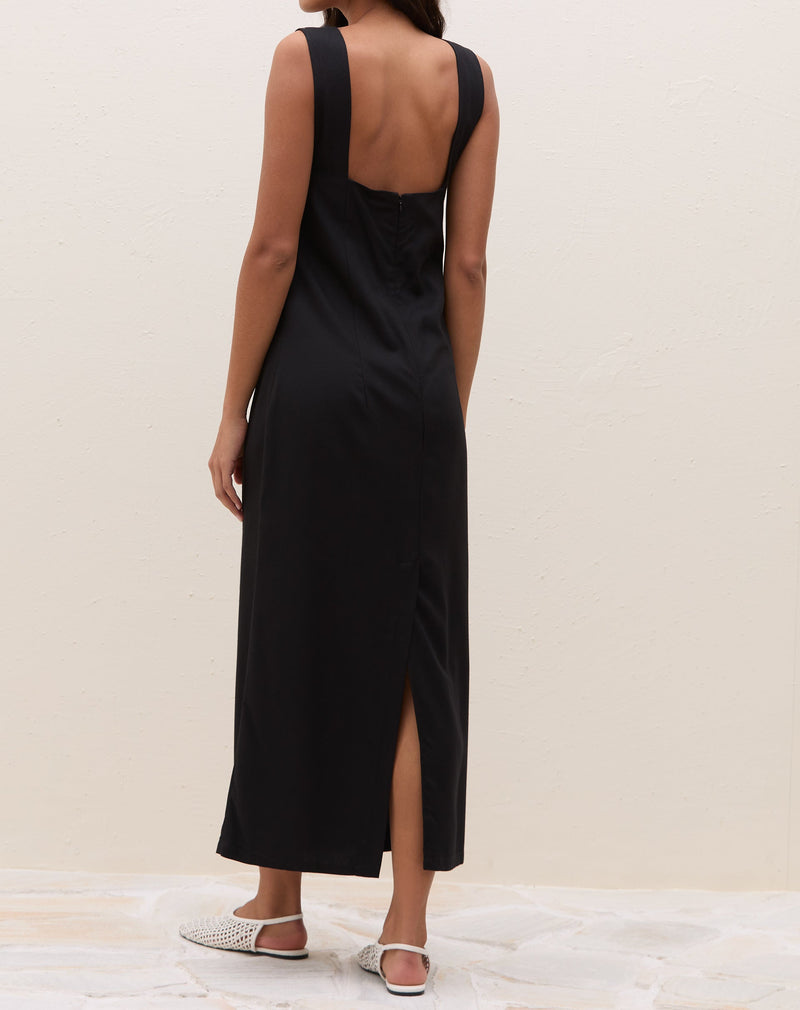 Vestido Regata Midi de Crepe  - Preto