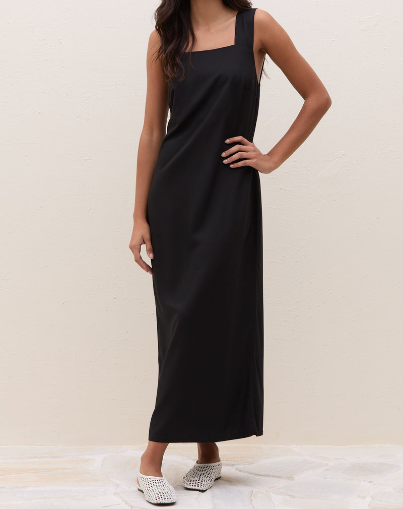 Vestido Regata Midi de Crepe  - Preto