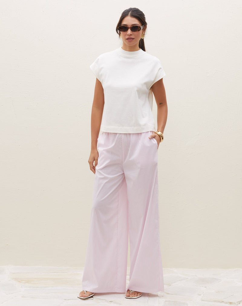 Calça Wide Leg Fio Tinto - Rosa