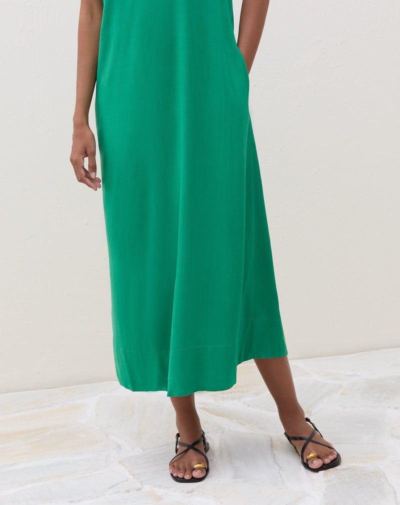 Vestido Longo Regata Decote V - Verde