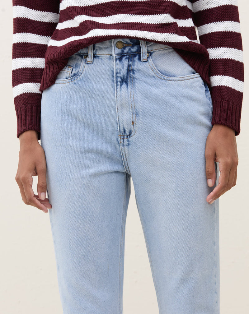 Calça Reta Cropped Jeans - Azul Claro