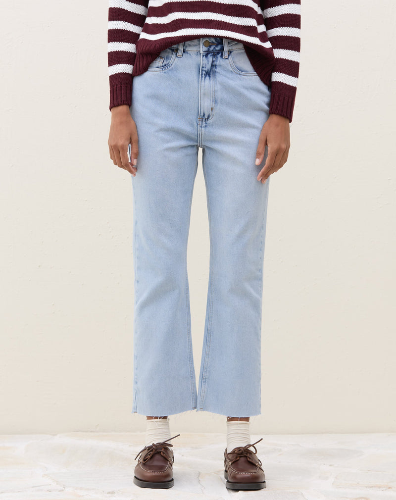 Calça Reta Cropped Jeans - Azul Claro