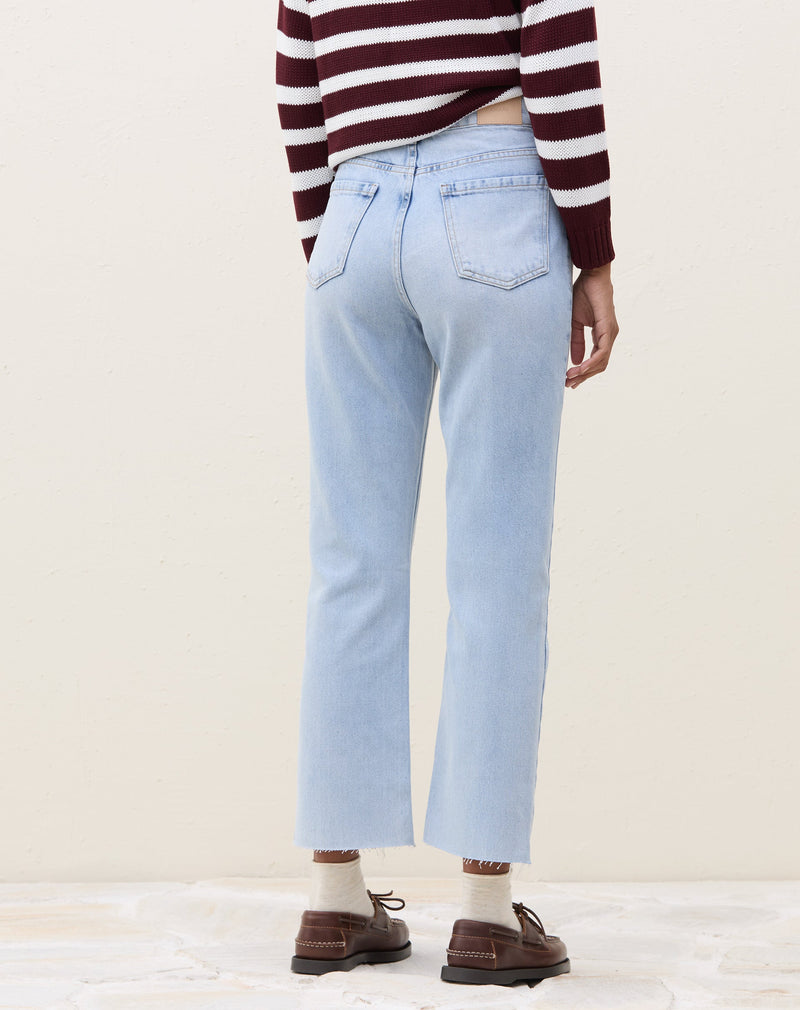 Calça Reta Cropped Jeans - Azul Claro