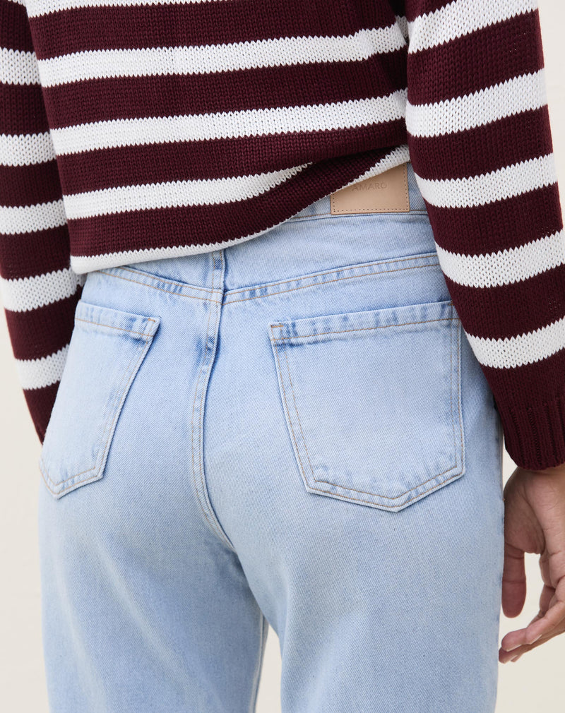 Calça Reta Cropped Jeans - Azul Claro