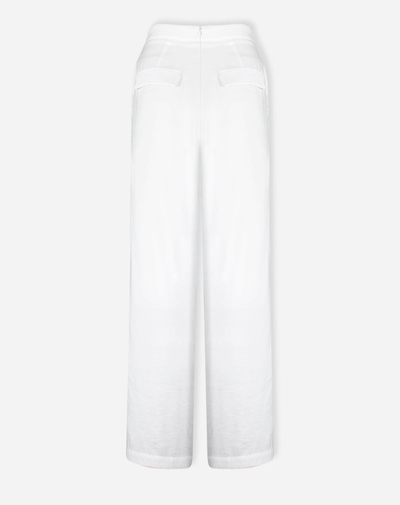 Calça Wide Leg com Pregas - Off-white