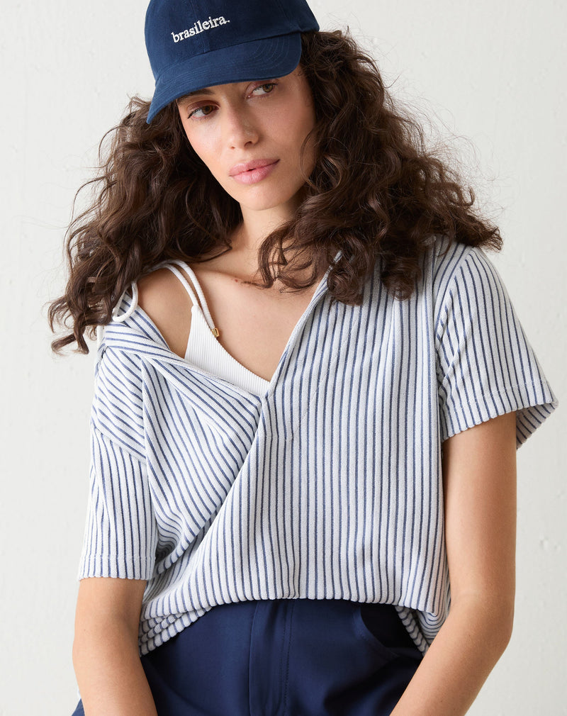 Blusa Gola Polo de Malha Atoalhado - Off-white