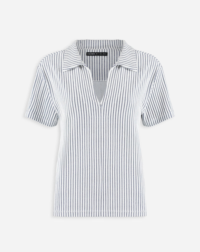 Blusa Gola Polo de Malha Atoalhado - Off-white