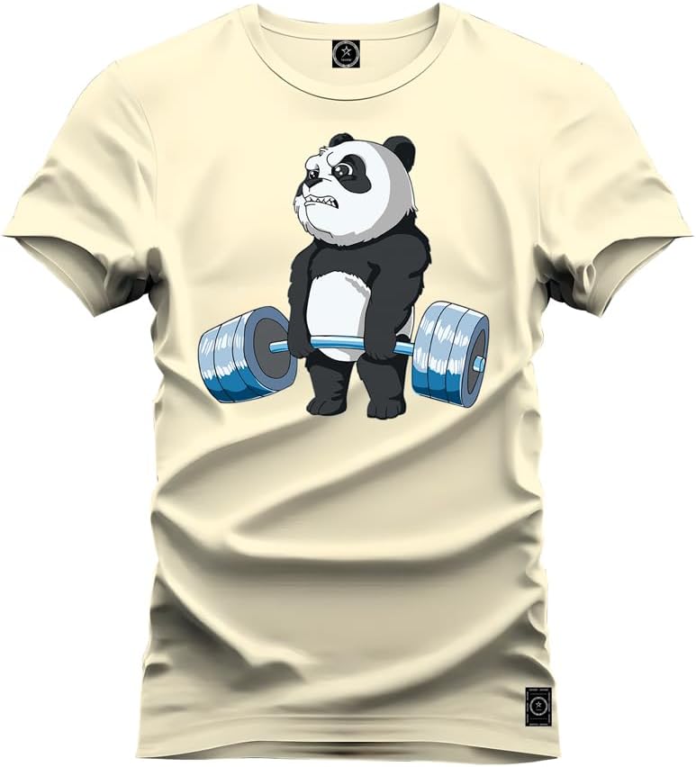 Camiseta Casual 100% Algodão Estampada Urso Pesos