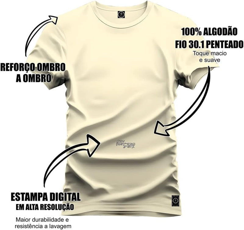 Camiseta Casual 100% Algodão Estampada Urso Pesos