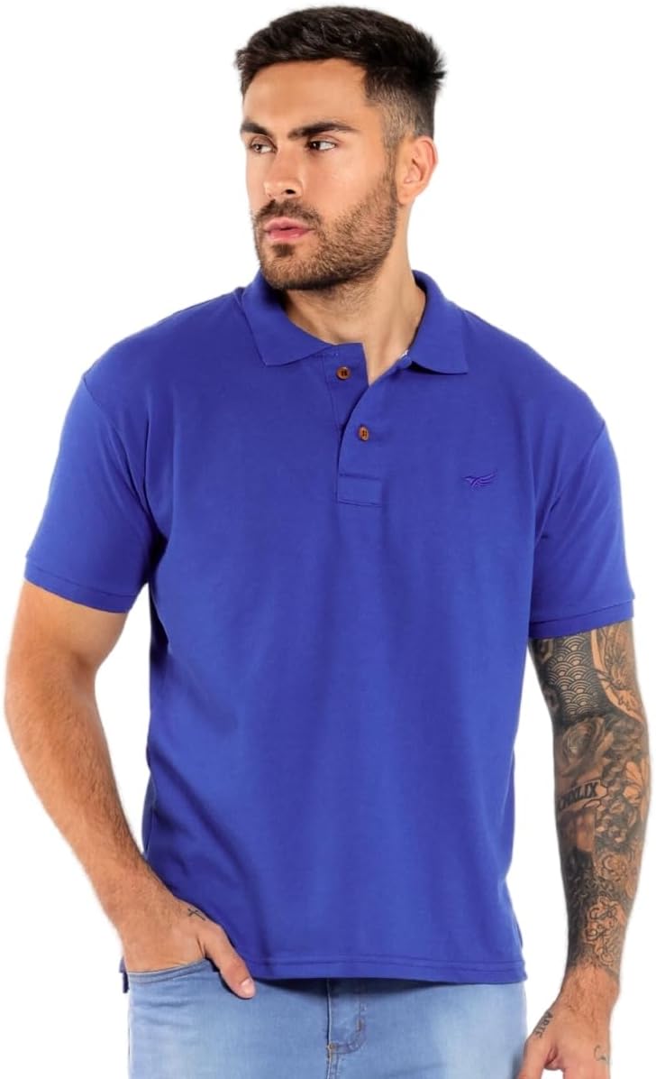 Kit 5 Camisa Polo Envoy Tecido Piquet Básica Masculina