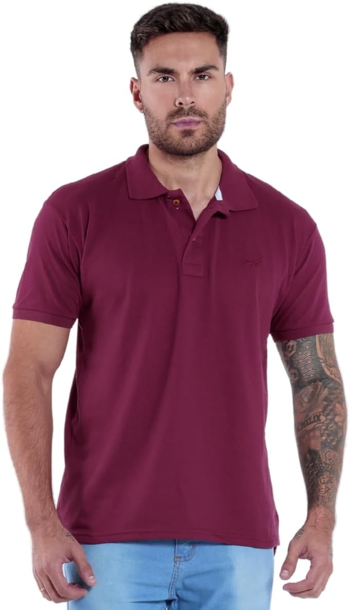 Kit 5 Camisa Polo Envoy Tecido Piquet Básica Masculina