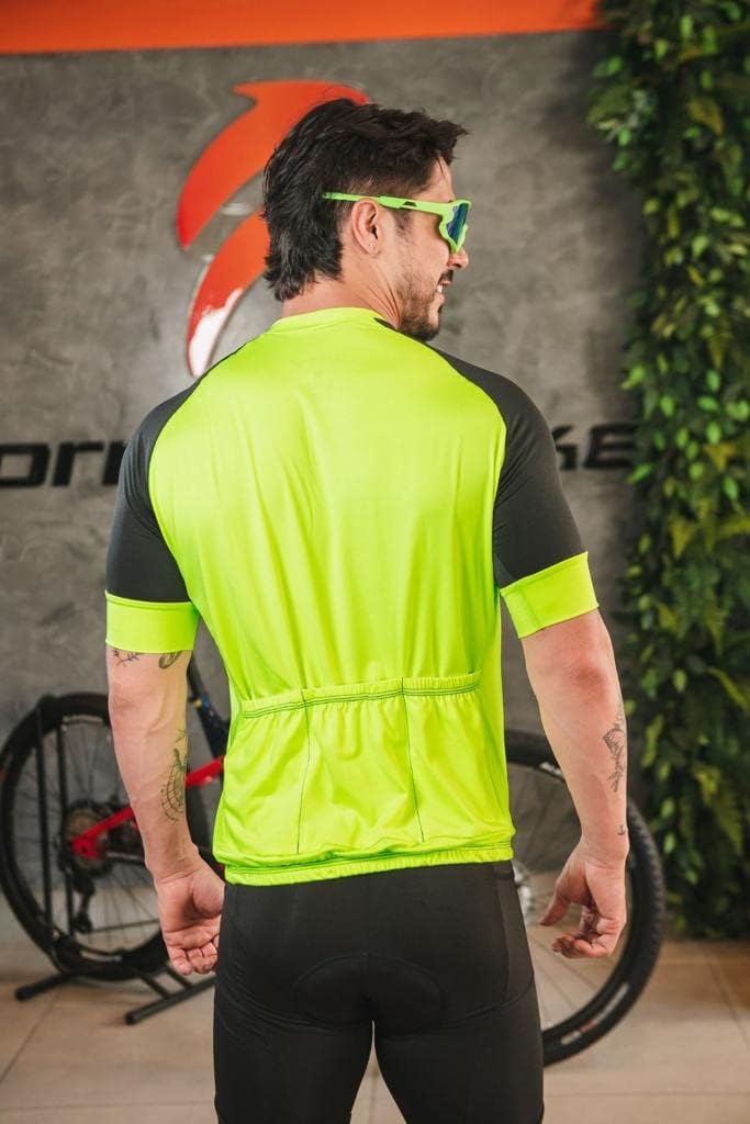 Camisa de Ciclismo Masculina Manga Curta Slim Confortável 3 Bolsos Cores Básicas