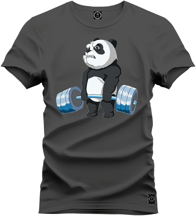 Camiseta Casual 100% Algodão Estampada Urso Pesos