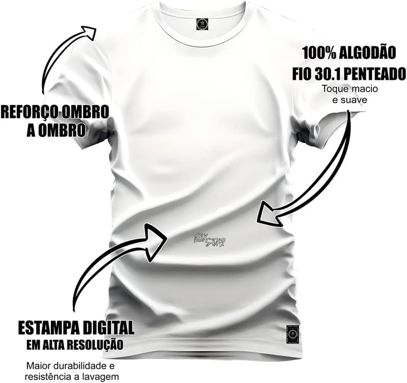 Camiseta Casual 100% Algodão Estampada Urso Pesos