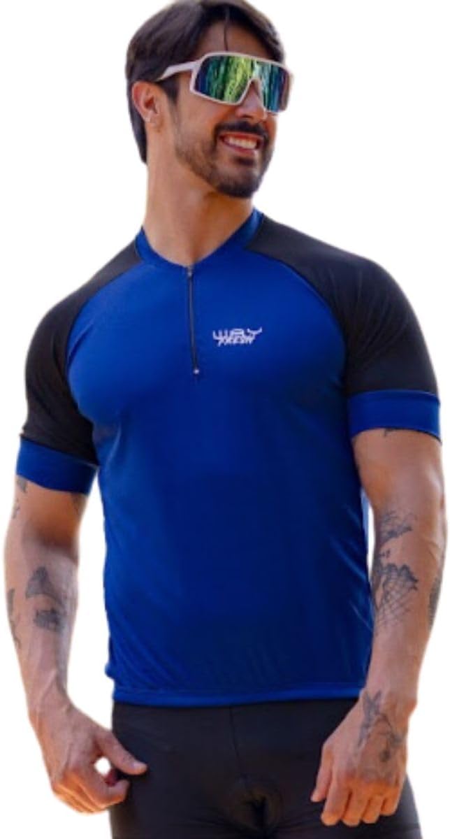 Camisa de Ciclismo Masculina Manga Curta Slim Confortável 3 Bolsos Cores Básicas