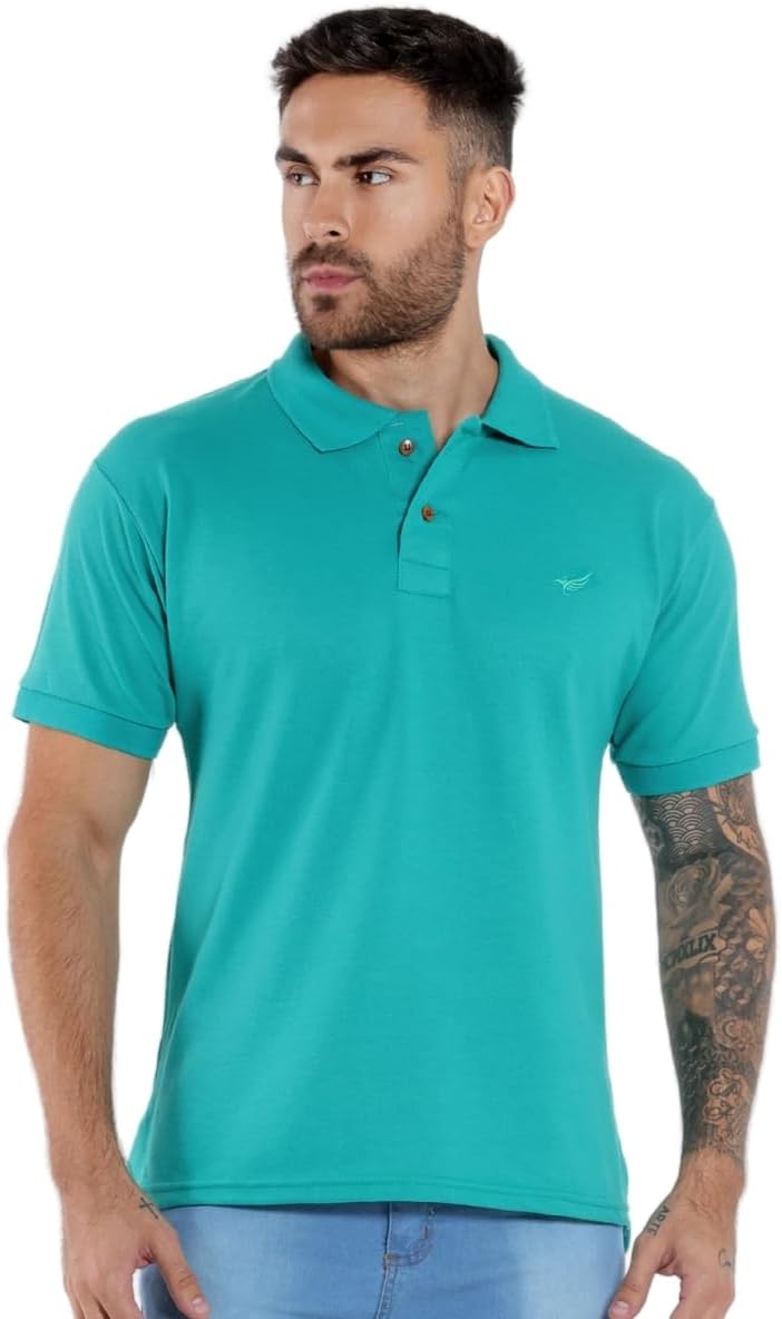 Kit 5 Camisa Polo Envoy Tecido Piquet Básica Masculina