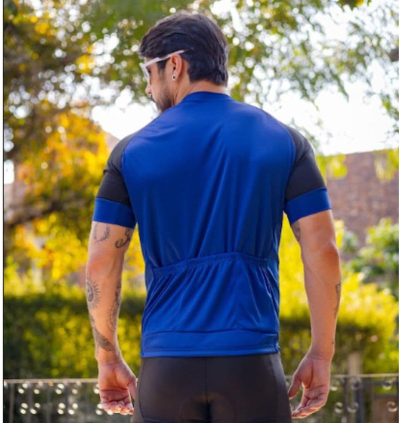 Camisa de Ciclismo Masculina Manga Curta Slim Confortável 3 Bolsos Cores Básicas