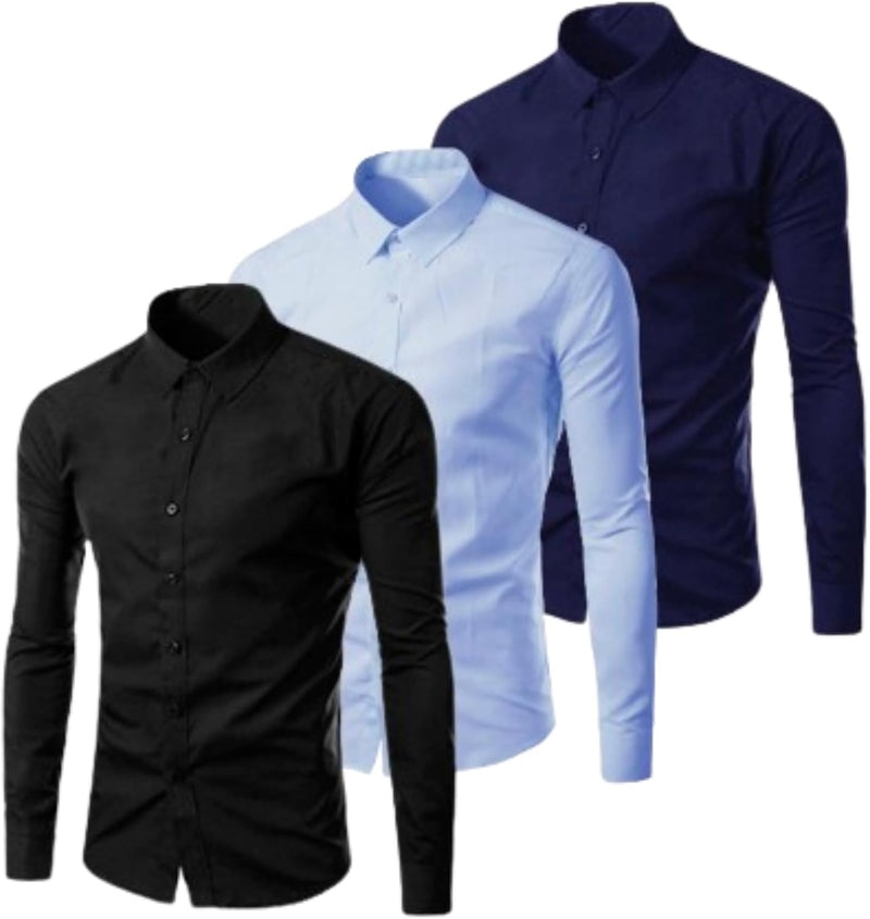 Kit 3 Camisa Social Masculina Slim Fit Premium Pronta Entreg (BR, Alfa, GG, Slim, Variadas)