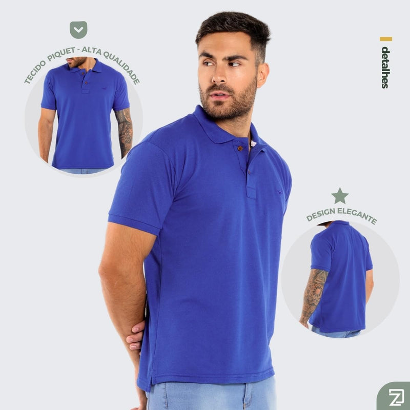 Kit 5 Camisa Polo Envoy Tecido Piquet Básica Masculina