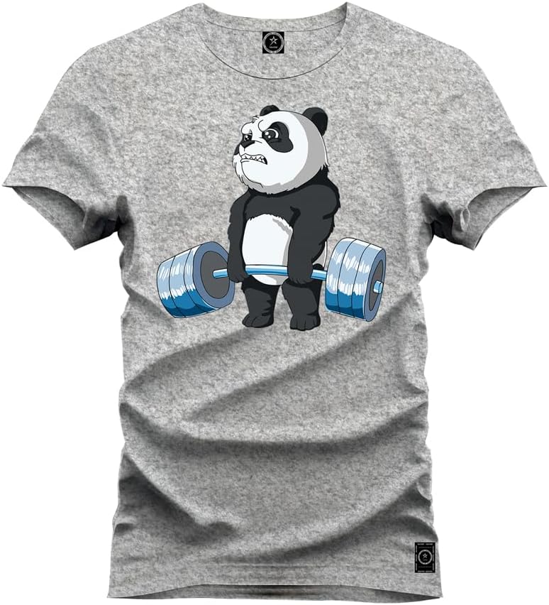 Camiseta Casual 100% Algodão Estampada Urso Pesos