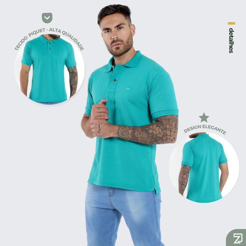 Kit 5 Camisa Polo Envoy Tecido Piquet Básica Masculina