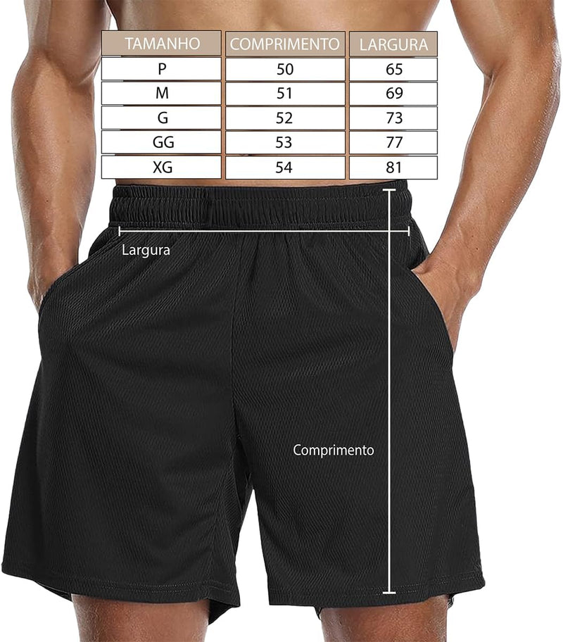 Kit 3 Shorts Masculino 2 em 1 Fitness Bermuda Para Treino