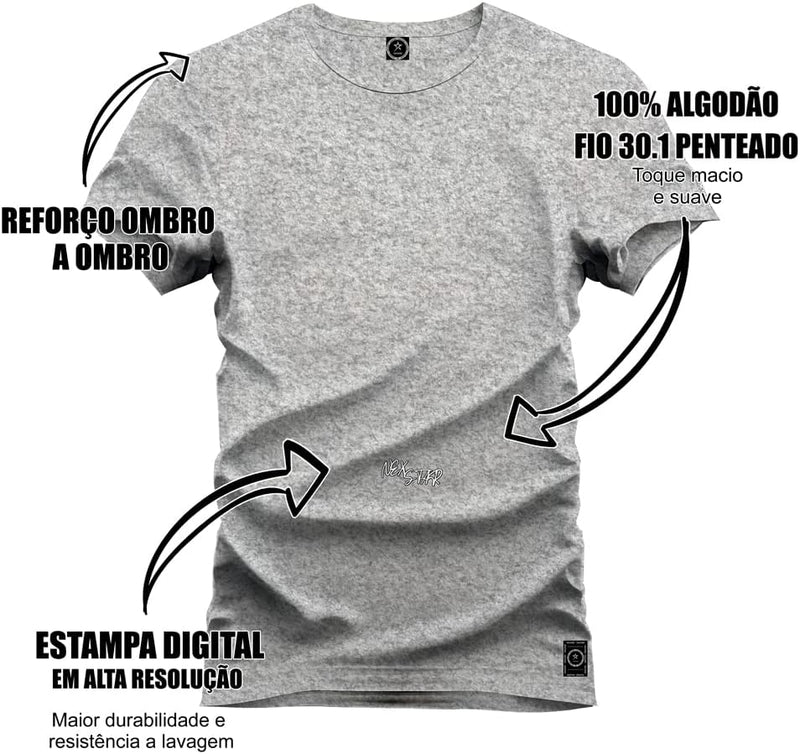 Camiseta Casual 100% Algodão Estampada Urso Pesos