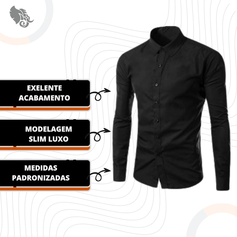 Kit 3 Camisa Social Masculina Slim Fit Premium Pronta Entreg (BR, Alfa, GG, Slim, Variadas)