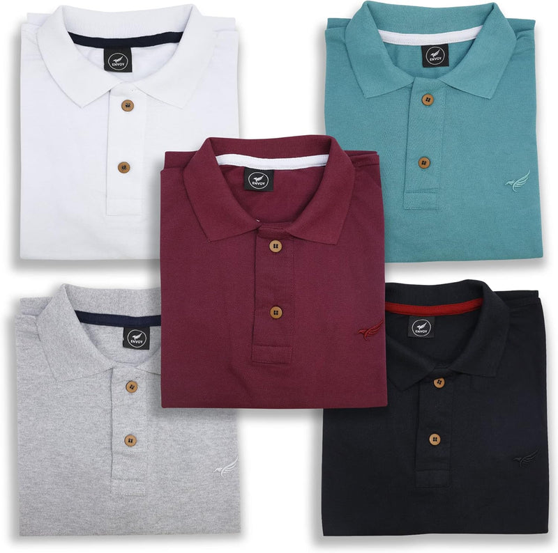 Kit 5 Camisa Polo Envoy Tecido Piquet Básica Masculina