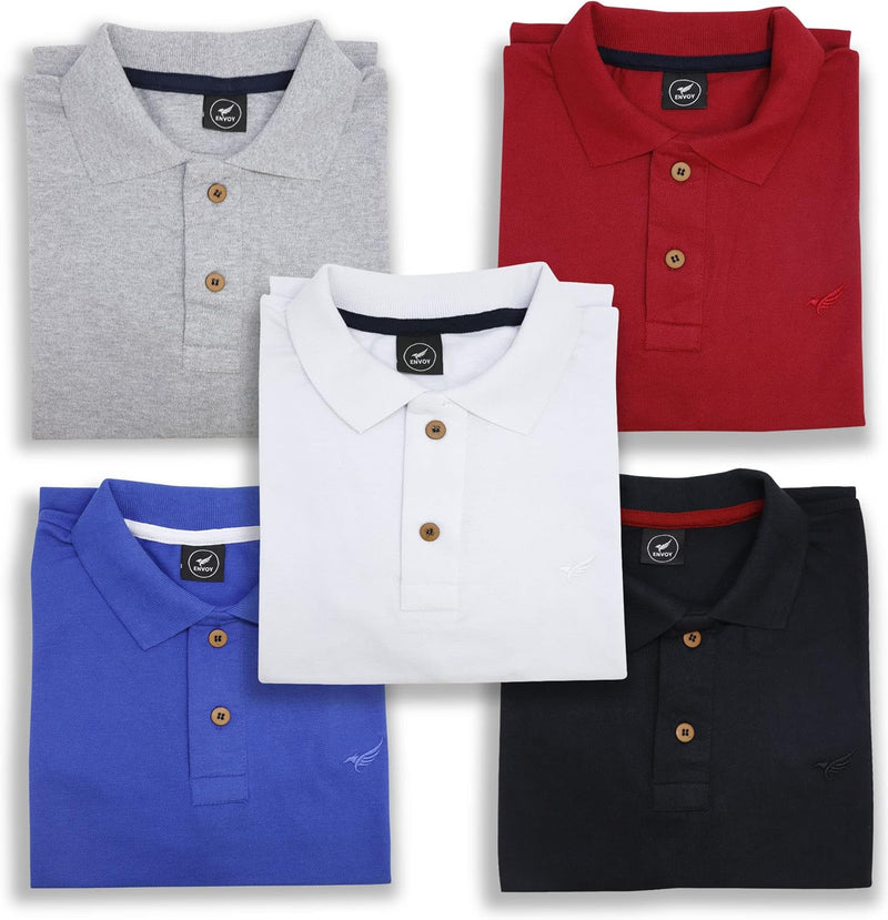 Kit 5 Camisa Polo Envoy Tecido Piquet Básica Masculina