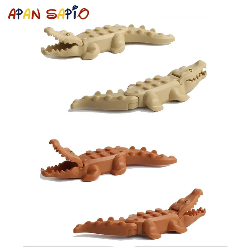 Blocos de construção de animais modelo crocodilo leopardo jogos educativos figura tijolo brinquedos para crianças