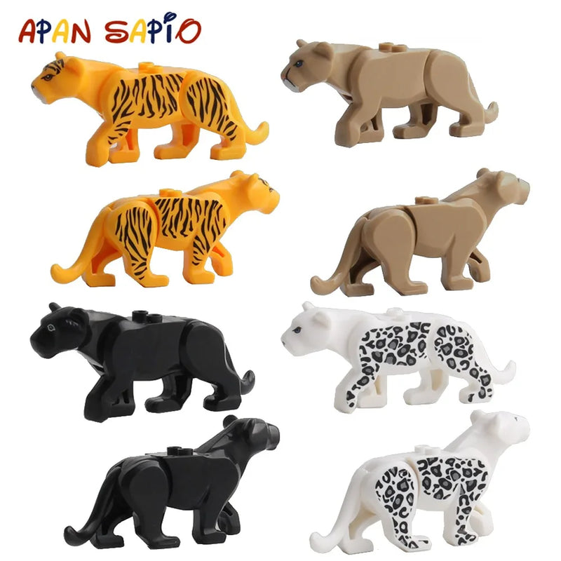 Blocos de construção de animais modelo crocodilo leopardo jogos educativos figura tijolo brinquedos para crianças