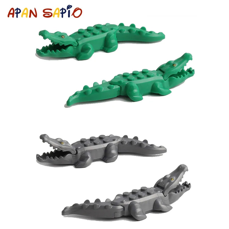 Blocos de construção de animais modelo crocodilo leopardo jogos educativos figura tijolo brinquedos para crianças