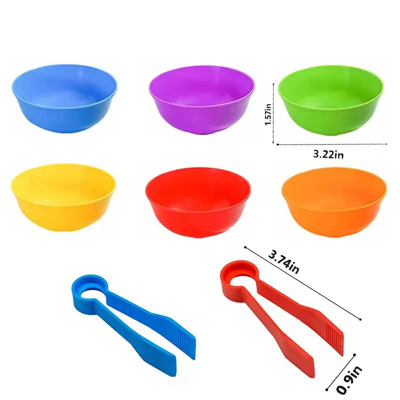 3 year Old  Children's Rainbow Counting Pompoms Toys Sorting Cup Montessori Sensory Toys Preschool Learning Activities Math Toys