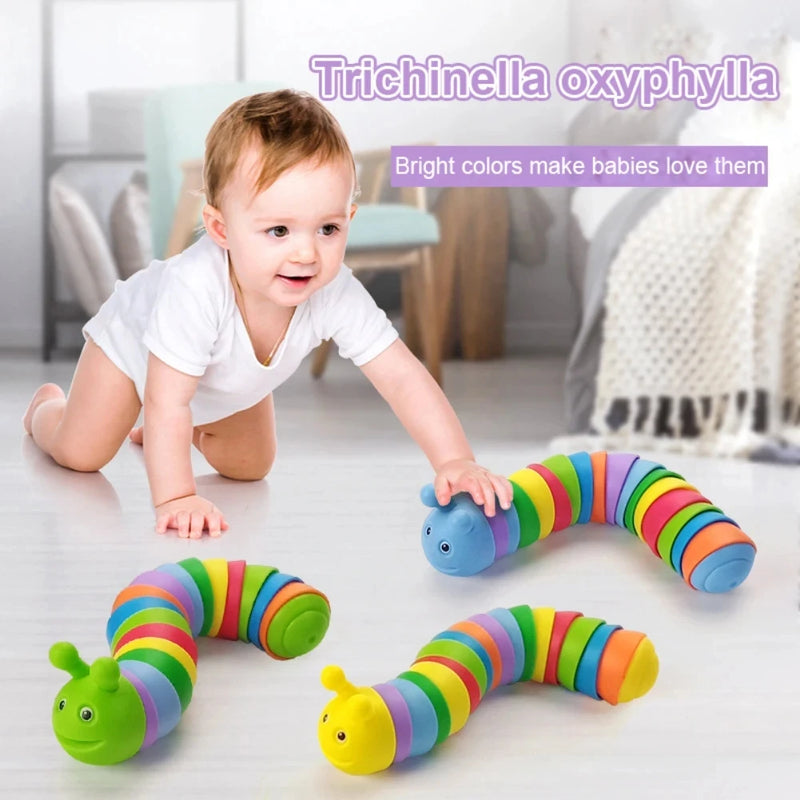 Funny Fidget Slugs Articulated Sensory Slug Toy Realistic Worm Caterpillar Fidget Toys for Kids Adults ADHD Autism Stress Relief