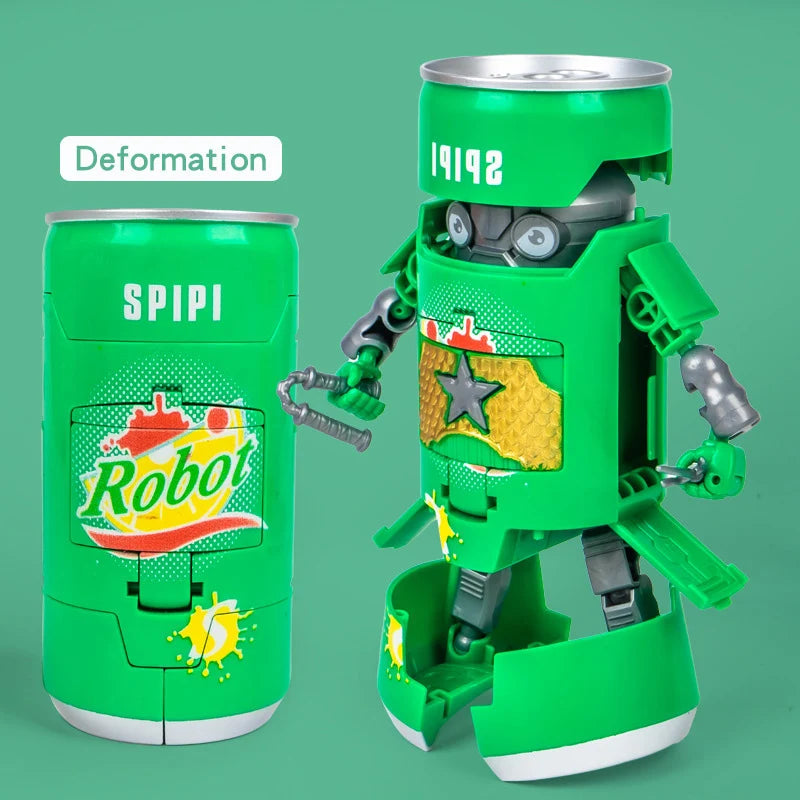 Deformed Soda Robot Action Figures Cartoon Mecha Beverage Deformation Can Warrior Model Educational Toys For Children Boys Gift